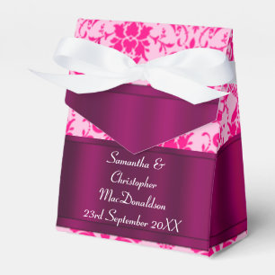 Caixinha De Lembrancinhas Casamento tema damasco rosa brilhante