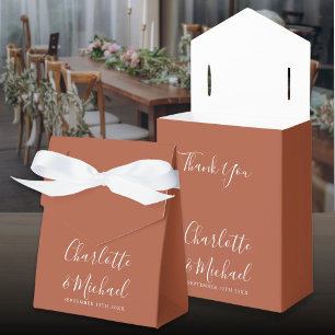 Caixinha De Lembrancinhas Casamento Terracota Elegant Script
