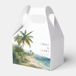 Caixinha De Lembrancinhas Casamento Tropical de Praia com Aquarela Moderna