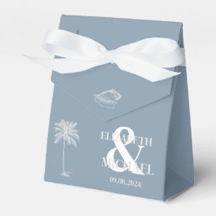 Caixinha De Lembrancinhas Casamento Tropical Minimalista Azul Poeirento