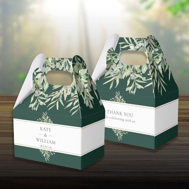 Caixinha De Lembrancinhas Casamento Verde Esmeralda Elegante (Elegant Emerald Greenery Wedding Favor Boxes)