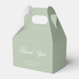 Caixinha De Lembrancinhas Casamento Verde Salvia Simples Caligrafia Obrigado