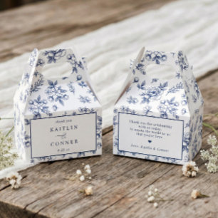 Caixinha De Lembrancinhas Casamento Vintage Francês Floral Azul Marinho Vito