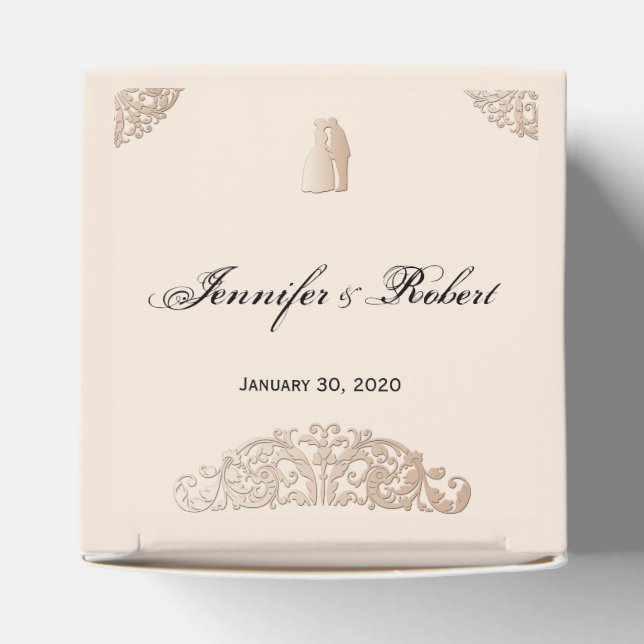 Caixinha De Lembrancinhas Casamento vitoriano Dourado de Filigree (Topo)