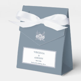 Caixinha De Lembrancinhas Casamento vitoriano em azul com flores brancas