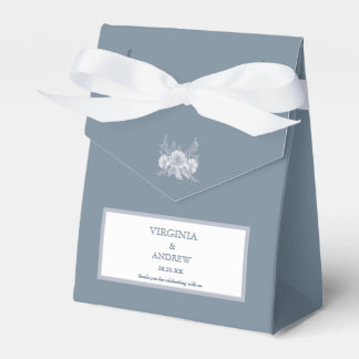 Caixinha De Lembrancinhas Casamento vitoriano em azul com flores brancas