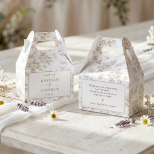 Caixinha De Lembrancinhas Casamento Vitoriano Floral Francês Vintage Bege
