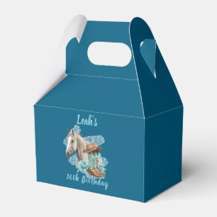 Caixinha De Lembrancinhas Cavalo Ocidental Floral Equestre - Azul Marinho