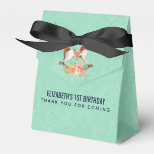 Caixinha De Lembrancinhas Cavalo Rocking Vintage com Buquê Floral