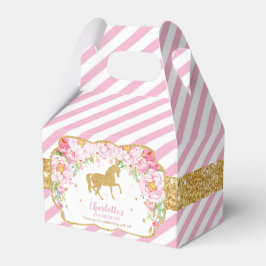 Caixinha De Lembrancinhas Cavalo Rosa Dourado Floral Branca Aniversário Obri