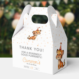 Caixinha De Lembrancinhas Celebração de aniversário do garoto de tigre laran