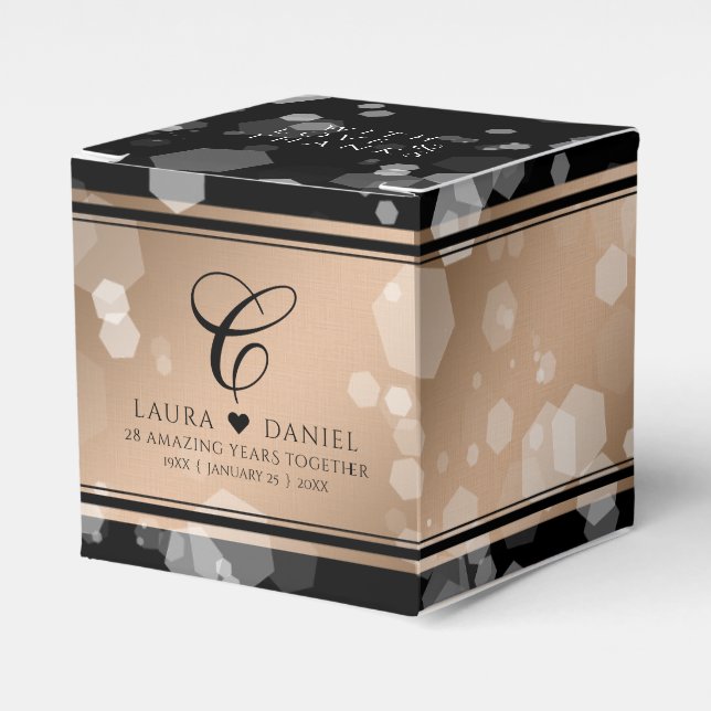 Caixinha De Lembrancinhas Celebração do Aniversário do Casamento Linen 28 (Frente)