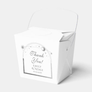 Caixinha De Lembrancinhas Celestial White Silver Sun Moon Stars Casamento