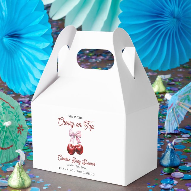 Caixinha De Lembrancinhas Cereja Moderna no Chá de fraldas Rosa Superior (Festa)