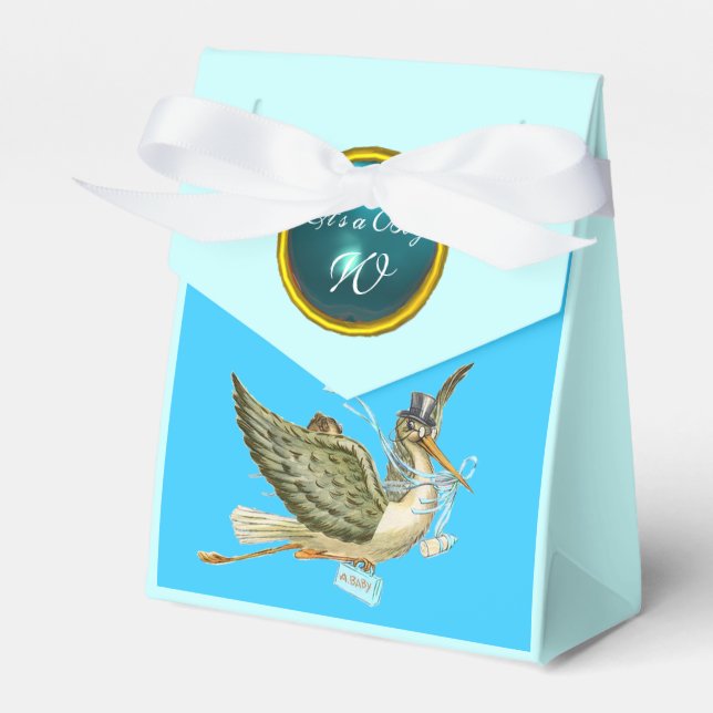 CAIXINHA DE LEMBRANCINHAS CHÁ AZUL GEM STORY BABY MONOGRAM (Frente)
