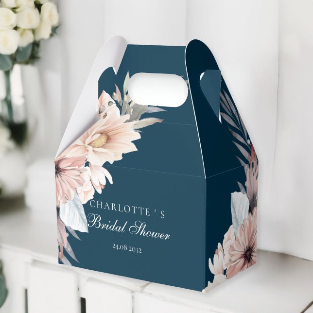 Caixinha De Lembrancinhas Chá de Bebê Boho Azul Elegante e Pastel (Elegant Blue & Pastel Boho Bridal Shower Favor Boxes)