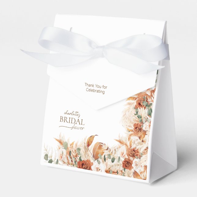 Caixinha De Lembrancinhas Chá de Bebê Boho Floral Terracotta e Tequila (Frente)