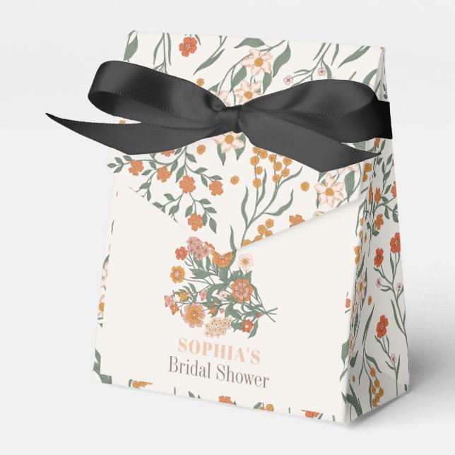 Caixinha De Lembrancinhas Chá de Bebê Boho Retro de Flores Silvestres (Frente)