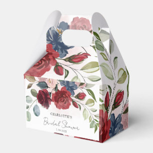 Caixinha De Lembrancinhas Chá de Bebê Burgundy Floral Personalizado