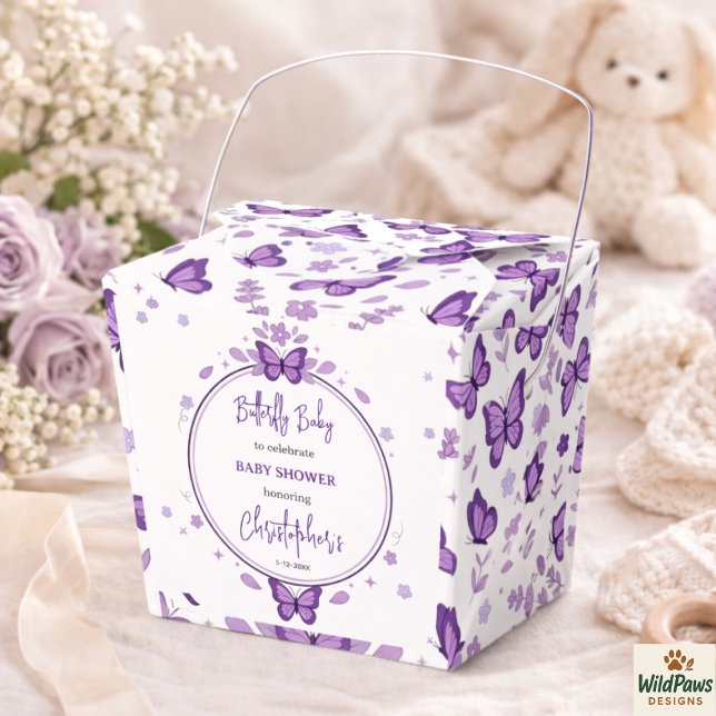 Caixinha De Lembrancinhas Chá de Bebê da Menina Borboleta Roxa (Purple Butterfly Baby Girl Baby Shower Favor Boxes
)