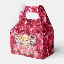 Chá de Bebê da Menina com Brilho Rosa Animais Selv