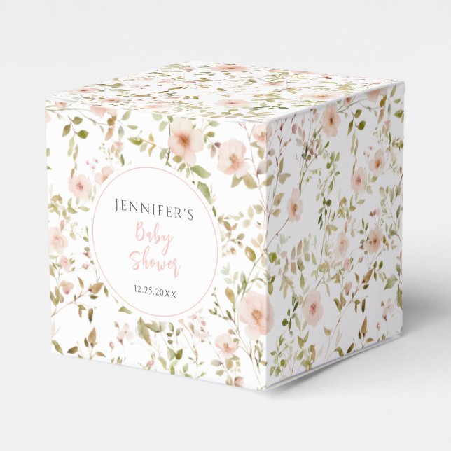 Caixinha De Lembrancinhas Chá de bebê de flor silvestre, rosa-pastel (Frente)