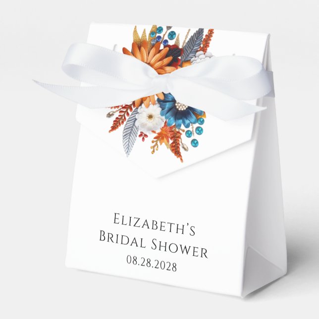 Caixinha De Lembrancinhas Chá de Bebê de Flores de Outono com Lantejoulas (Frente)