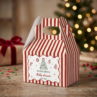 Caixinha De Lembrancinhas Chá de Bebê de Natal Red Stripe