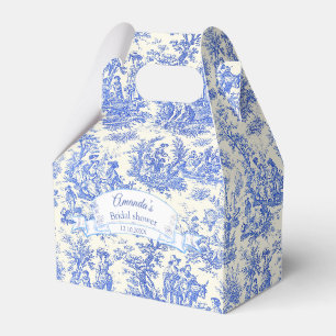 Caixinha De Lembrancinhas Chá de Bebê de Noiva Azul Elegante Vintage Toile D