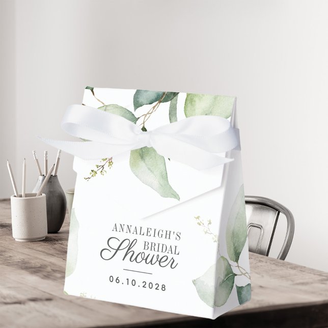 Caixinha De Lembrancinhas Chá de Bebê de Noiva com Aguarela de Eucalipto (Bridal Shower Favor Box - Part of the Eucalyptus Wedding Collection)