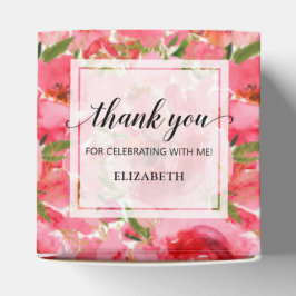 Caixinha De Lembrancinhas Chá de Bebê de Peônias Florais em Aquarela