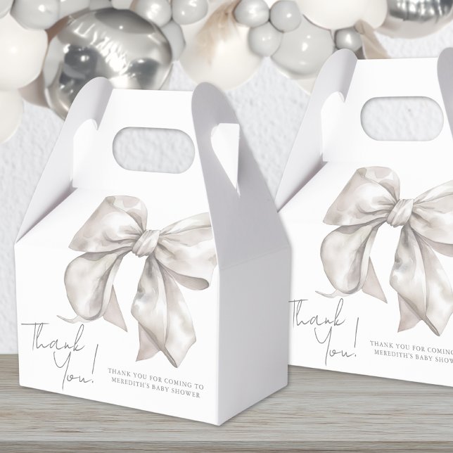 Caixinha De Lembrancinhas Chá de Bebê do Arco Branco Elegante (Elegant White Bow Baby Shower Favor Boxes)
