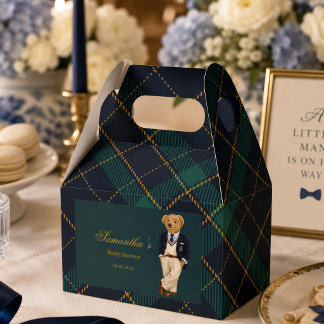 Caixinha De Lembrancinhas Chá de Bebê do Ursinho Teddy Preppy Old Money