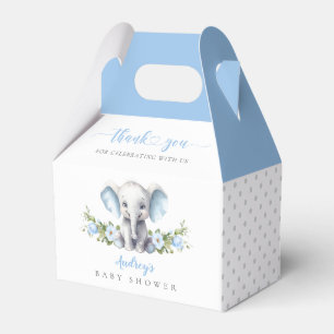 Caixinha De Lembrancinhas Chá de Bebê Elefante Floral Azul
