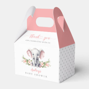 Caixinha De Lembrancinhas Chá de Bebê Elefante Floral Cor-de-Rosa-Cor-de-Ros