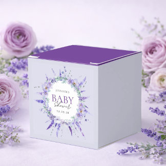 Caixinha De Lembrancinhas Chá de Bebê Floral Lavanda Elegante roxo