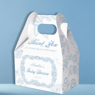 Caixinha De Lembrancinhas Chá de Bebê Floral Toile Azul Céu Vintage