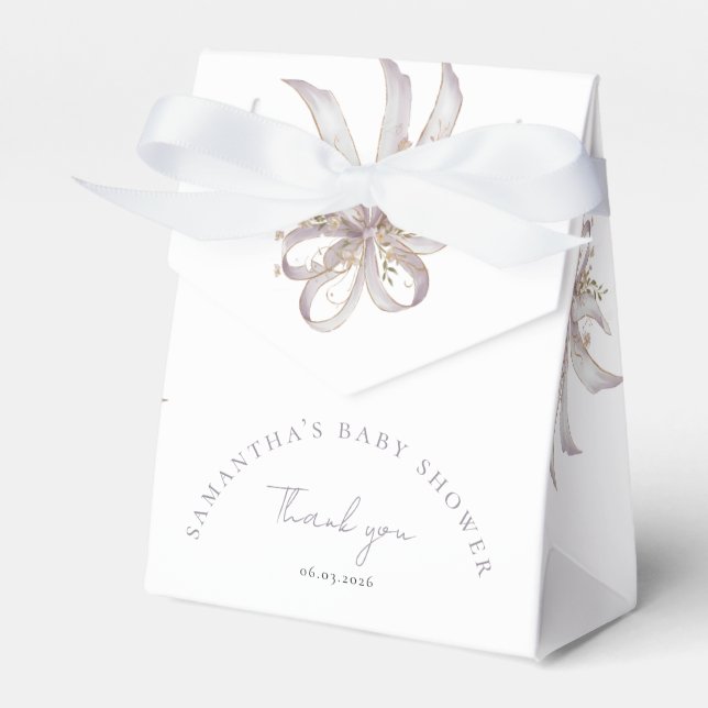 Caixinha De Lembrancinhas Chá de bebê laço violeta Coquette (Frente)