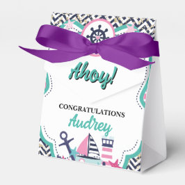 Caixinha De Lembrancinhas Chá de Bebê Náutico Ahoy 7,5cm l x 3,8cm a x 8,3cm