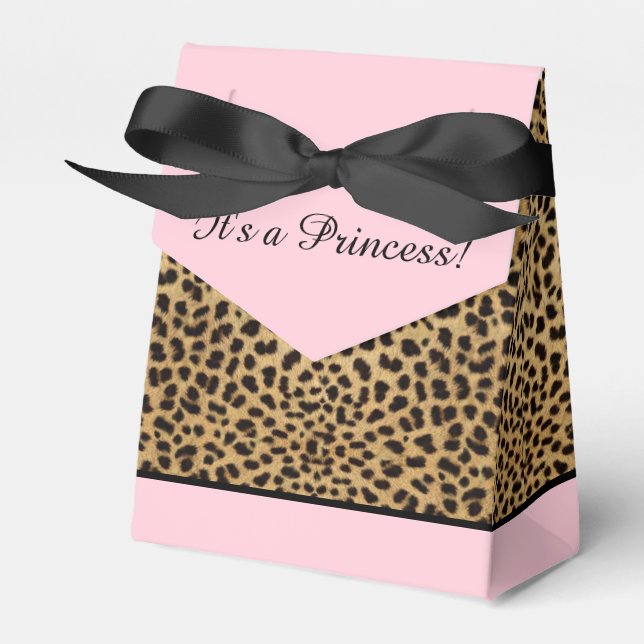 Caixinha De Lembrancinhas Chá de Bebê Princesa Leopardo Rosa (Frente)