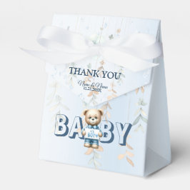 Caixinha De Lembrancinhas Chá de Bebê Urso Teddy Fofo Floral Azul Lindo