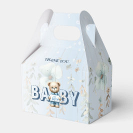 Caixinha De Lembrancinhas Chá de Bebê Urso Teddy Fofo Floral Azul Lindo
