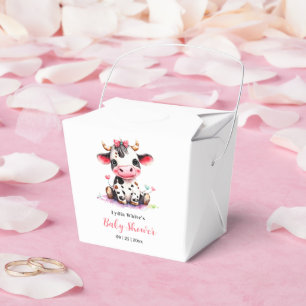 Caixinha De Lembrancinhas Chá de Bebê Vaca Minimalista Rosa Menina baby show