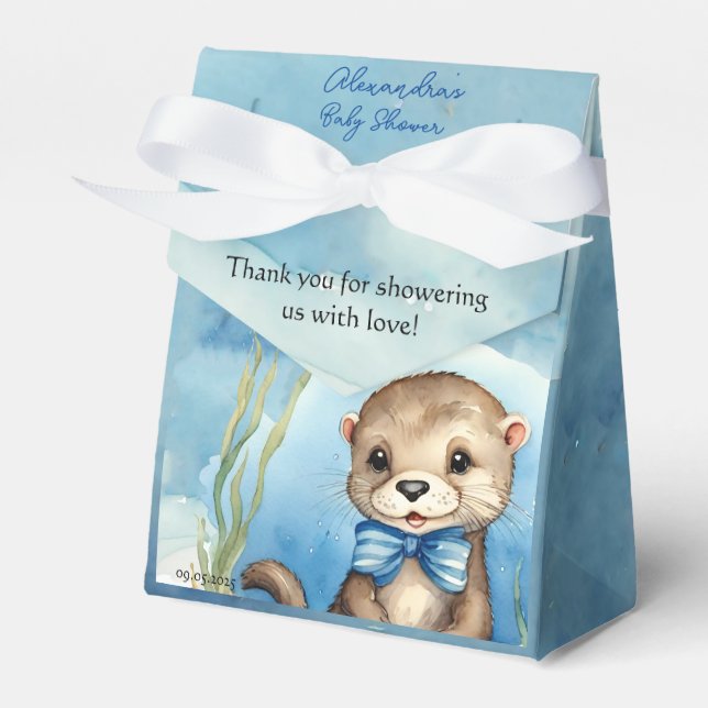 Caixinha De Lembrancinhas Chá de fraldas Baby Otter Boy (Frente)