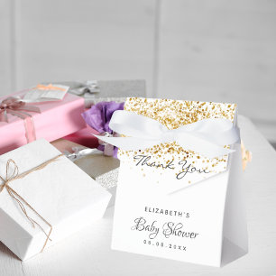 Caixinha De Lembrancinhas Chá de fraldas branco dourado obrigado