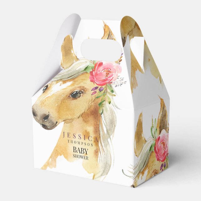 Caixinha De Lembrancinhas Chá de fraldas Branco Pink Pony (Verso)