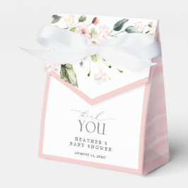 Caixinha De Lembrancinhas Chá de fraldas das Flores Rosa Elegante Obrigado