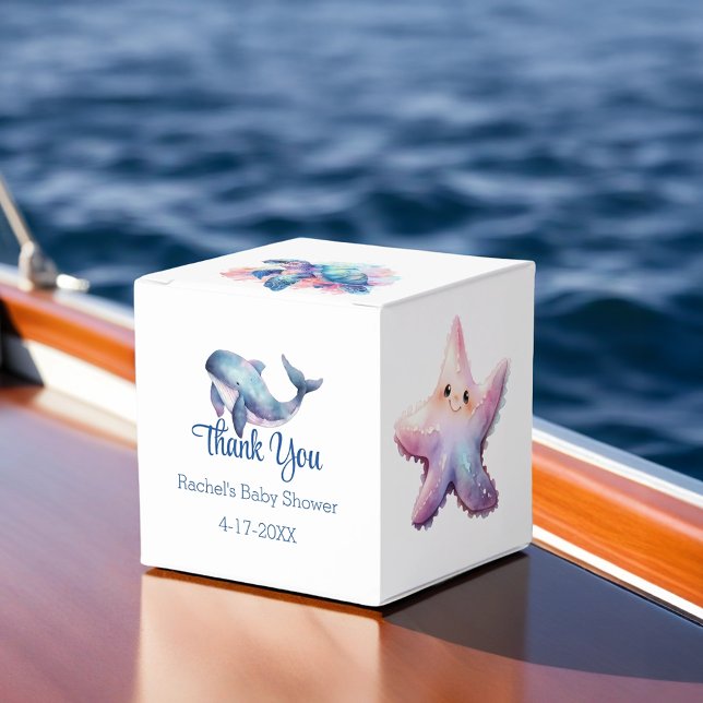 Caixinha De Lembrancinhas Chá de fraldas de Amigos Aquáticos Obrigado (Criador carregado)