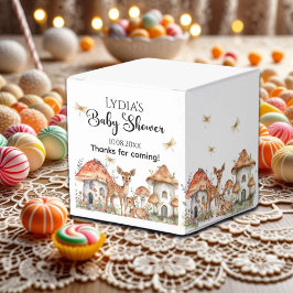 Caixinha De Lembrancinhas Chá de fraldas de Animais da Floresta de Boho Wood