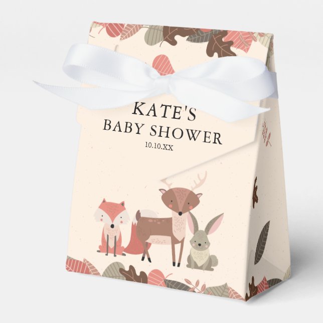 Caixinha De Lembrancinhas Chá de fraldas de animais florestais bem-vindo (Frente)